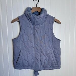 CALIA Quilted Blue Full Zip 100% Cotton Vest Fleece Neckline Women’s Size XS